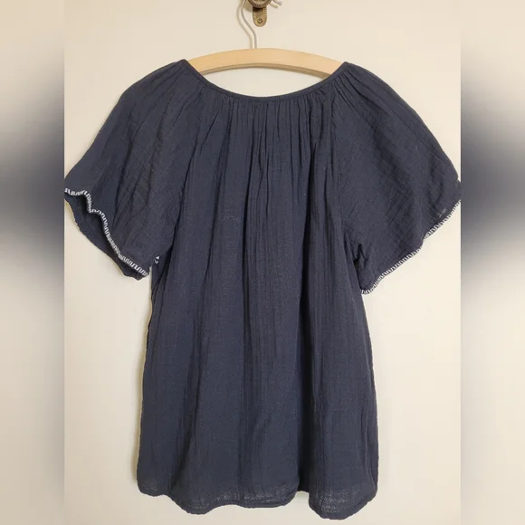 Old Navy Black Embroidered Peasant Blouse SMALL TALL - Picture 6 of 6